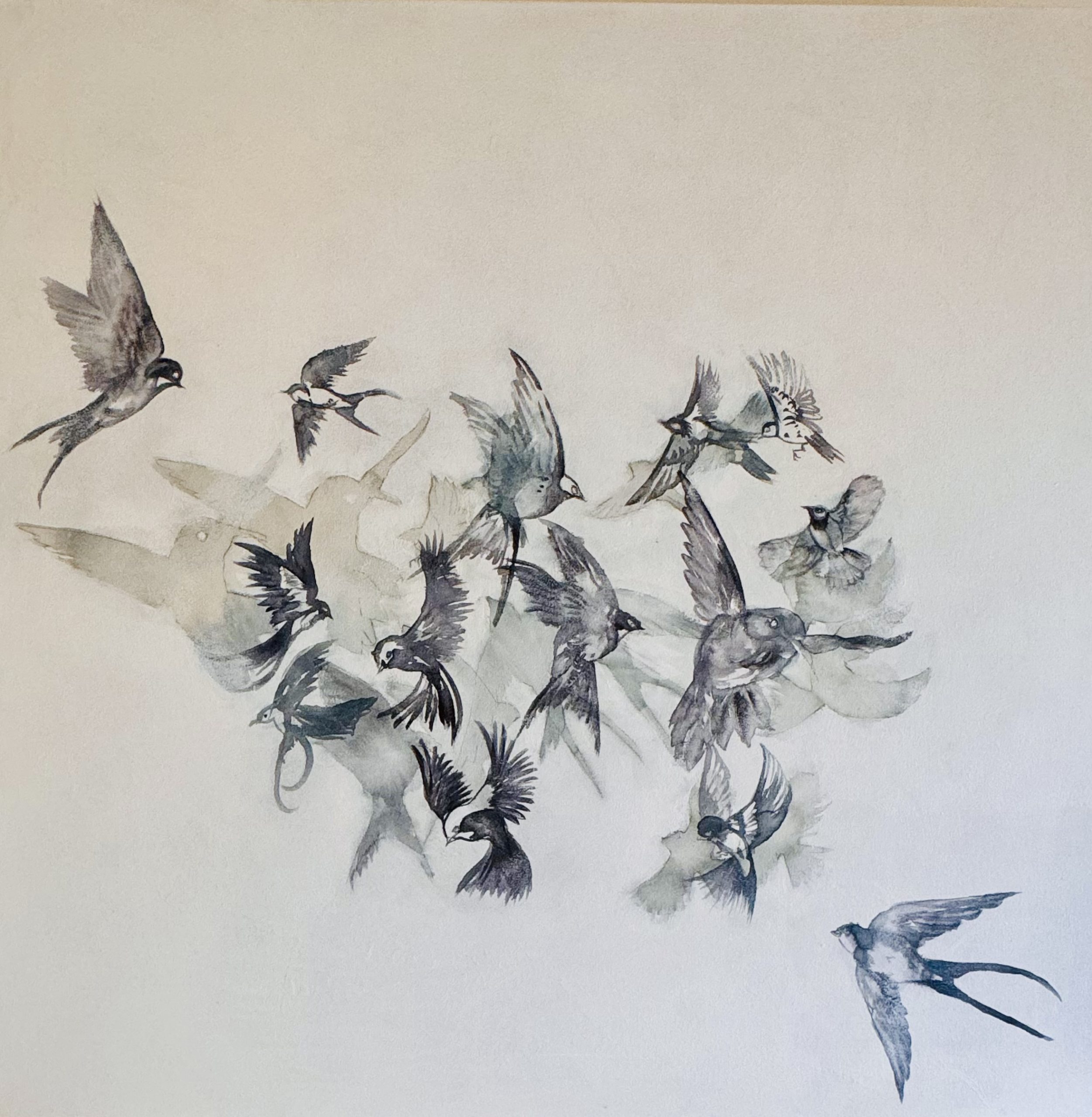 The Migration watercolour / canvas 1m x 1m sold